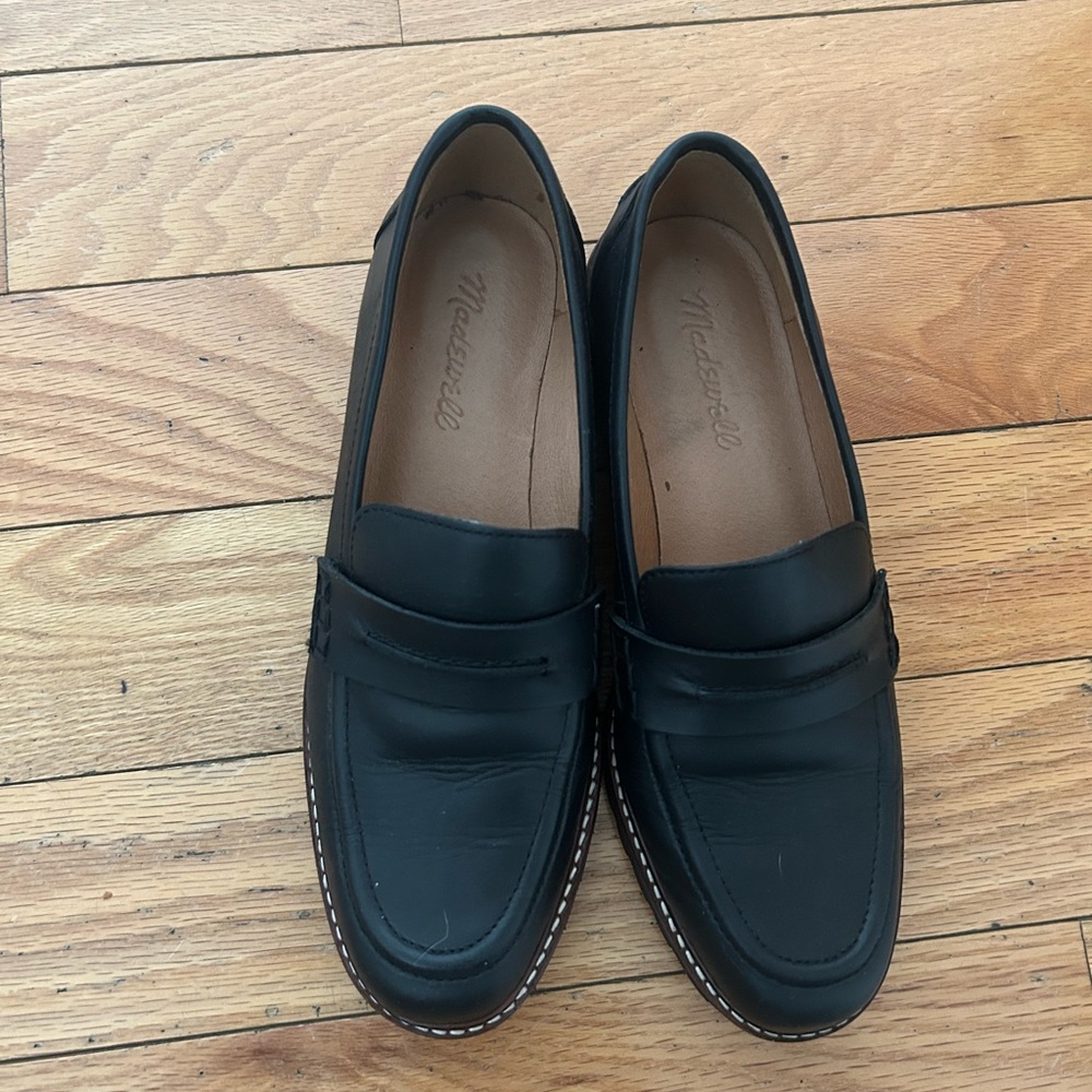 Madewell Black Lug Sole Classic Penny Loafer Flats